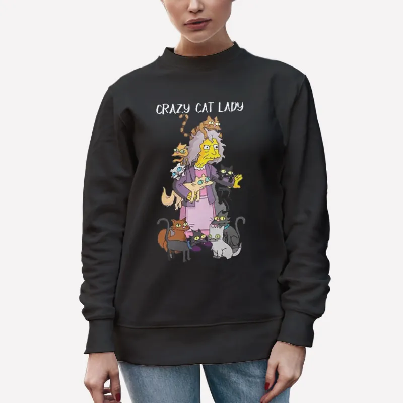 Unisex Sweatshirt Black Funny The Simps Crazy Cat Lady Shirt