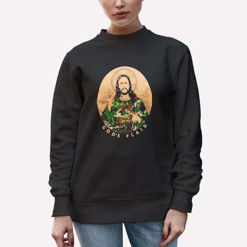 Unisex Sweatshirt Black Gods Plaid Camo Shirt