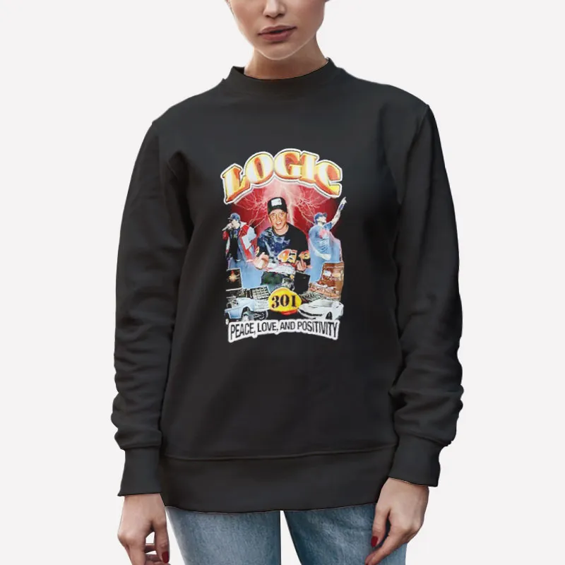 Unisex Sweatshirt Black Logic Merchandise Peace Love And Positivity Shirt
