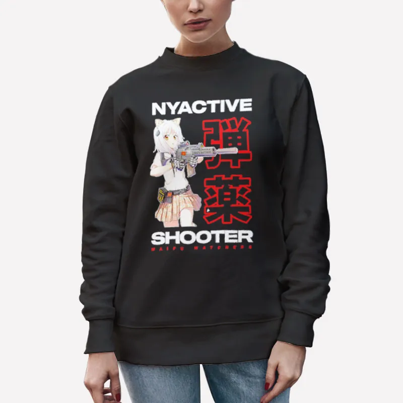 Unisex Sweatshirt Black Nyactive Shooter Waifu Watchers Shirt