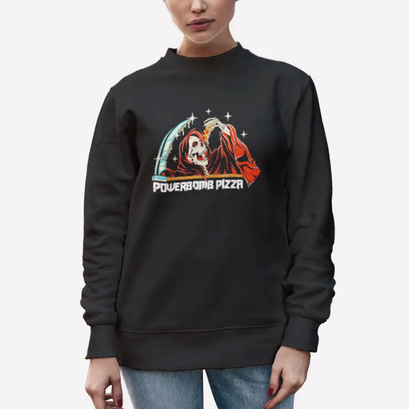 Unisex Sweatshirt Black Powerbomb Pizza Death Rocks Shirt