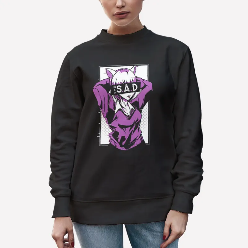 Unisex Sweatshirt Black Sad Girl Anime Nu Goth Ahegao Shirt