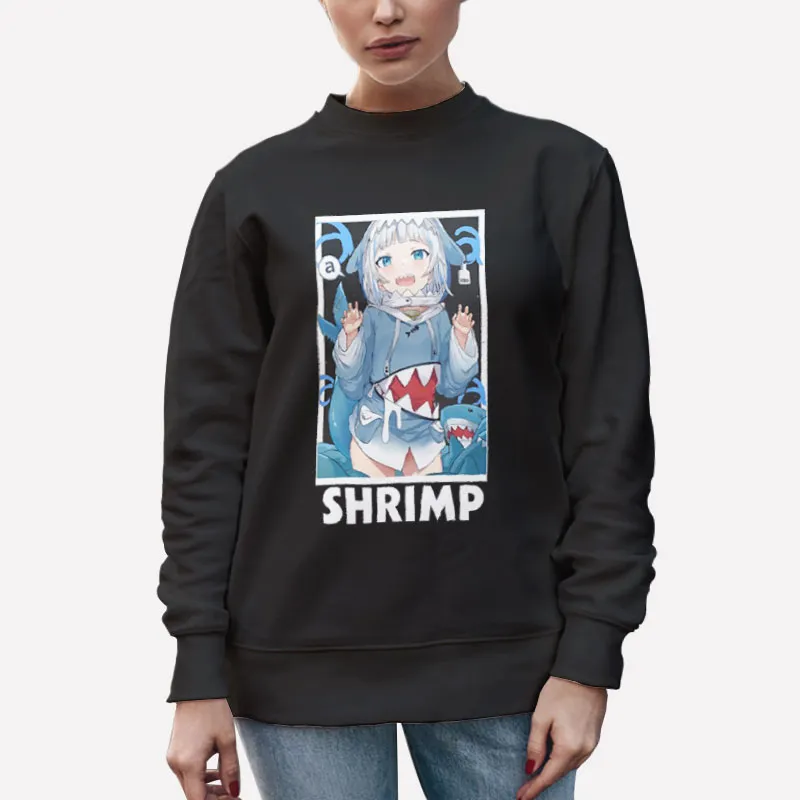 Unisex Sweatshirt Black Senzawa Face Gawr Gura Shrimp Shirt