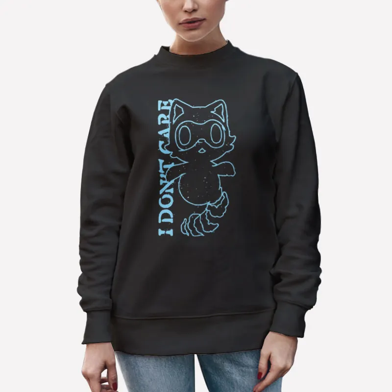 Unisex Sweatshirt Black Snuffy The Raccoon I Dont Care Shirt Back Print