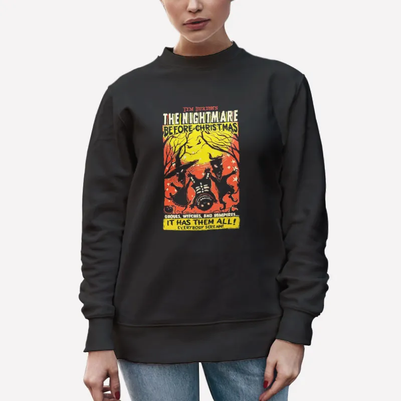 Unisex Sweatshirt Black The Nightmare Before Christmas Trio Shirt
