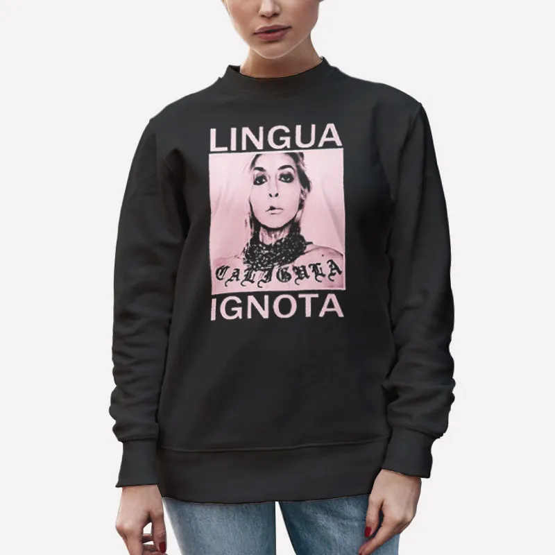 Unisex Sweatshirt Black Vintage Caligula Lingua Ignota Shirt