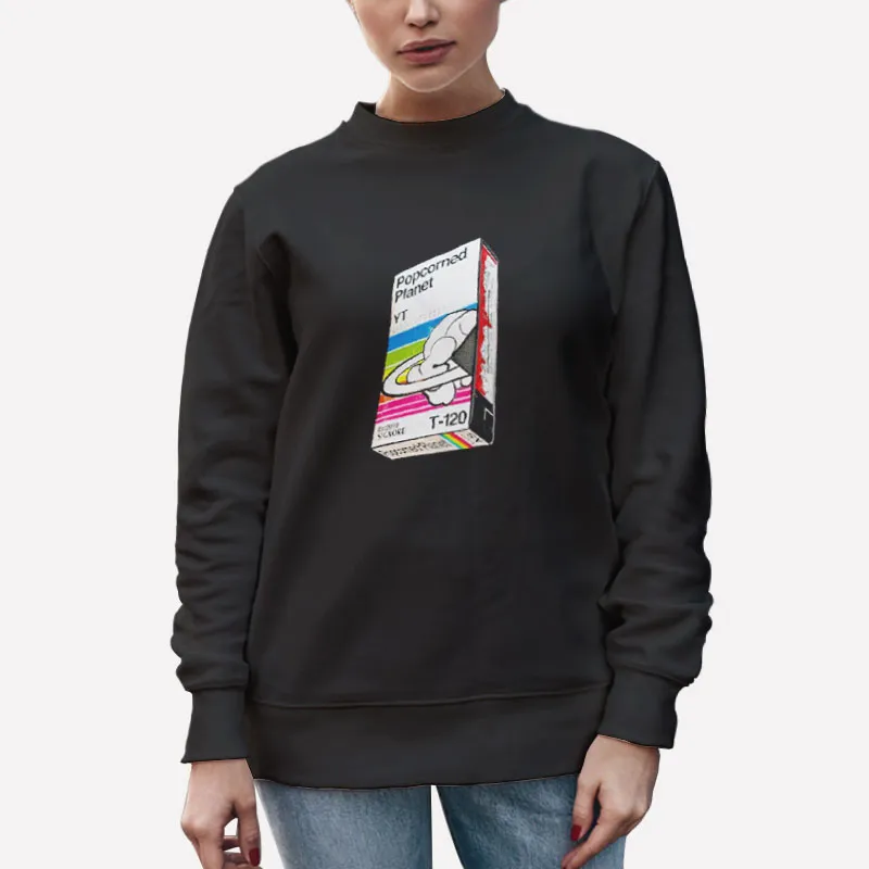 Unisex Sweatshirt Black Vintage Popcorned Planet Shirt
