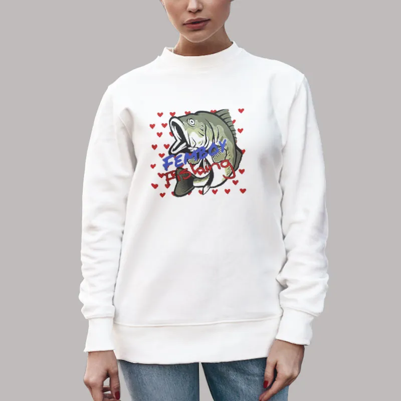 Unisex Sweatshirt White Femboy Fishing Face Shirt