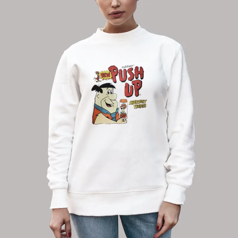 Unisex Sweatshirt White Flintstones Push Pops Cartoon Shirt