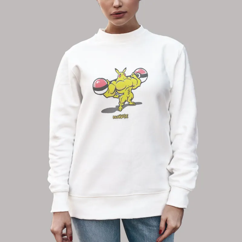 Unisex Sweatshirt White Pika Huge Buff Pikachu Shirt