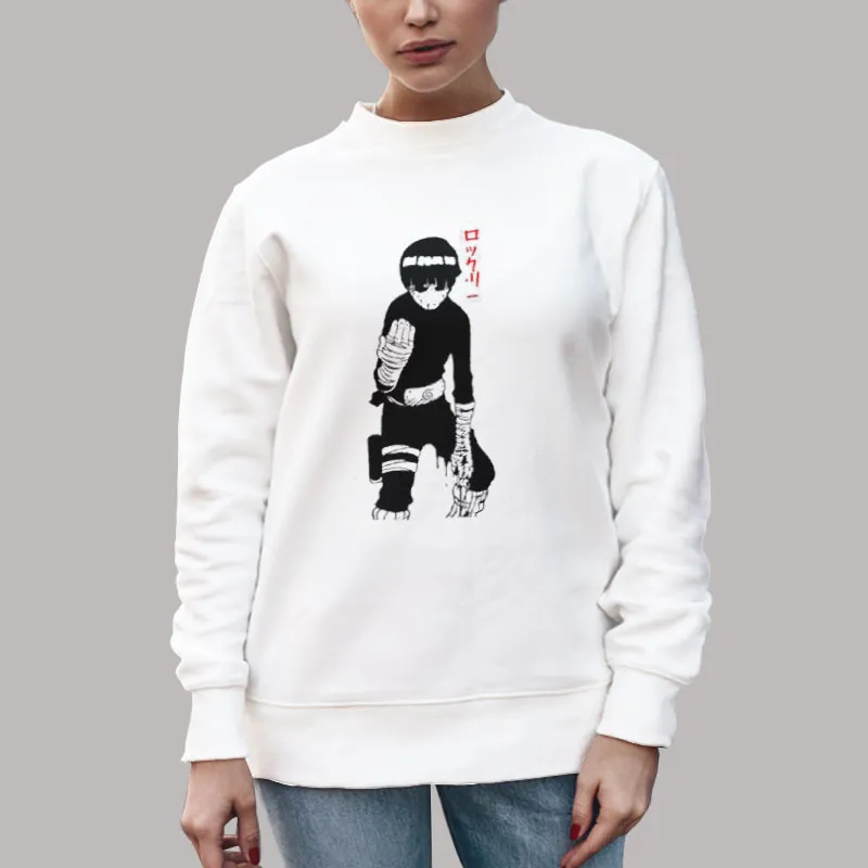 Unisex Sweatshirt White Rock Lee Minimalist Anime Shirts