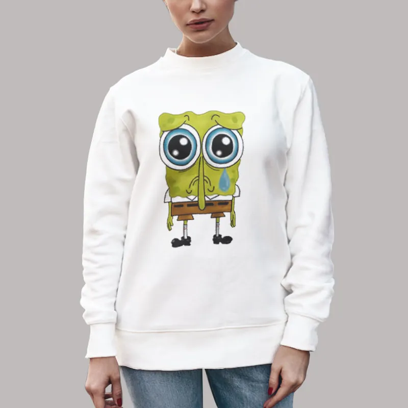 Unisex Sweatshirt White Sad Spongebob Shirt