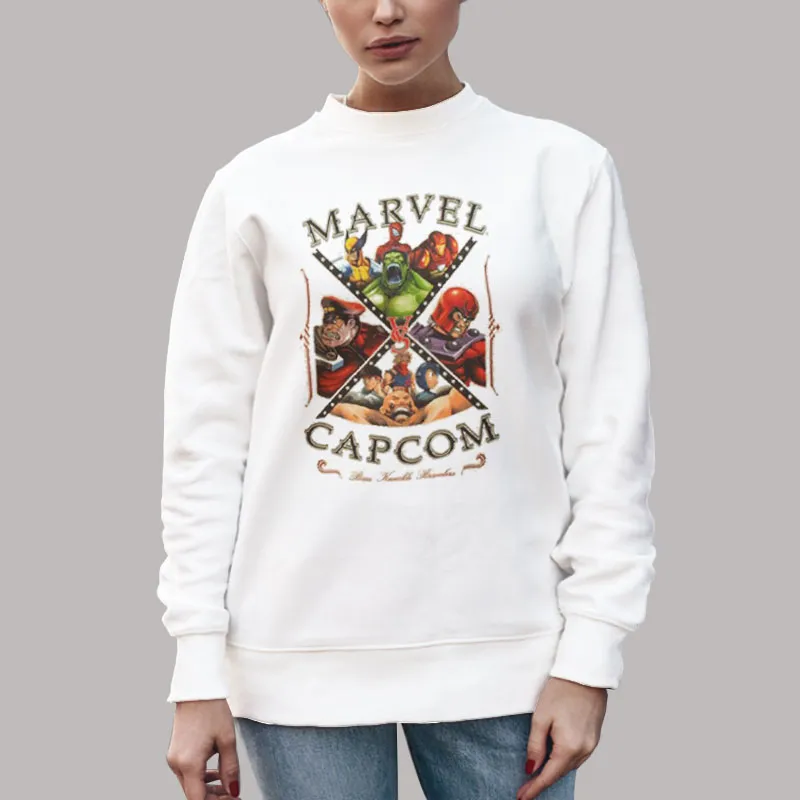 Unisex Sweatshirt White The Brawlers Marvel Vs Capcom 2 Shirt