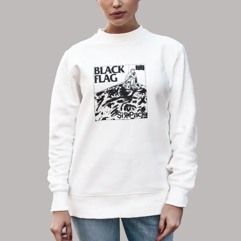 Unisex Sweatshirt White The Punk Rock Black Flag Six Pack Shirt