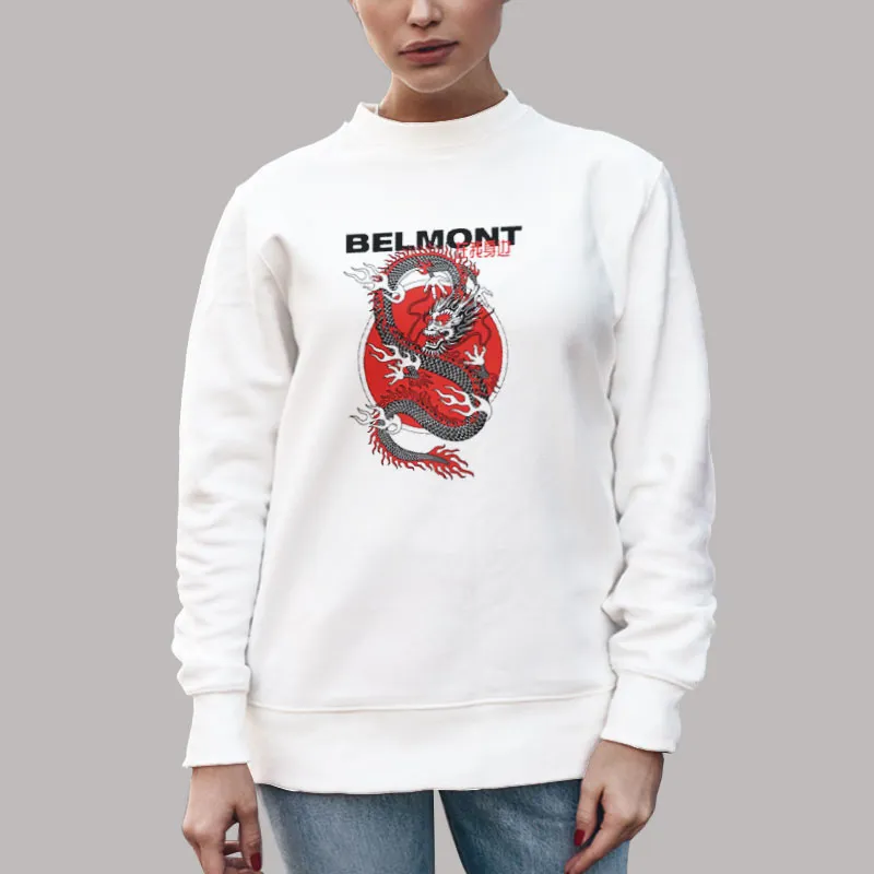 Unisex Sweatshirt White Vintage Belmont Dragon Shirt