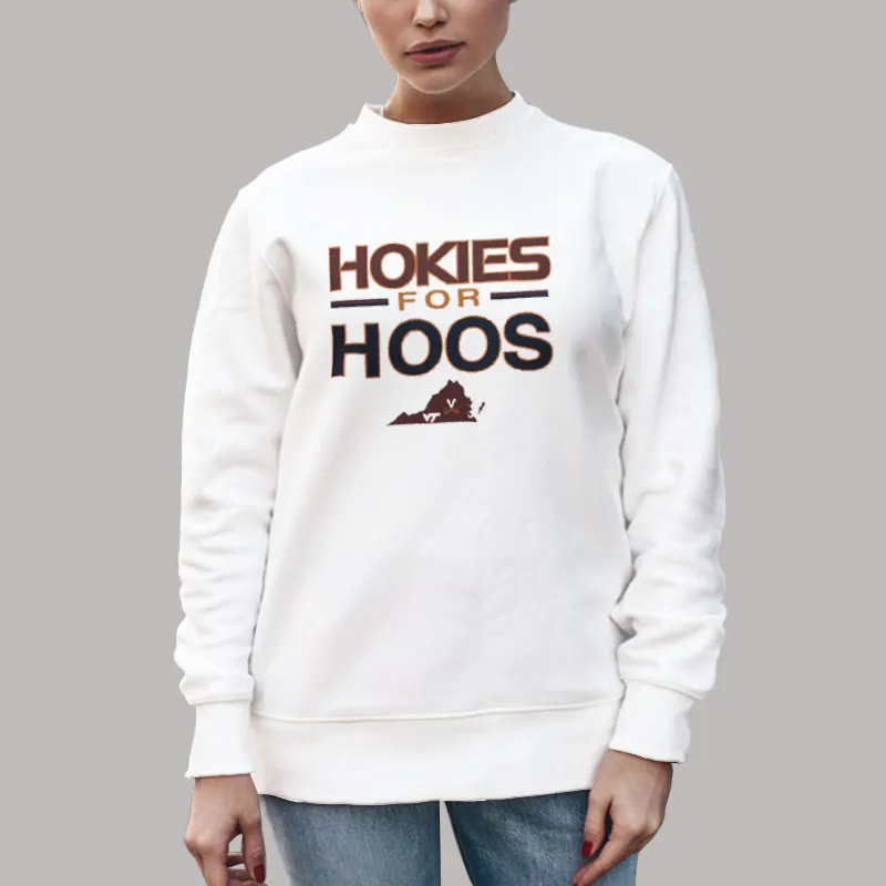 Unisex Sweatshirt White Virginia Football Hokies For Hoos Shirt