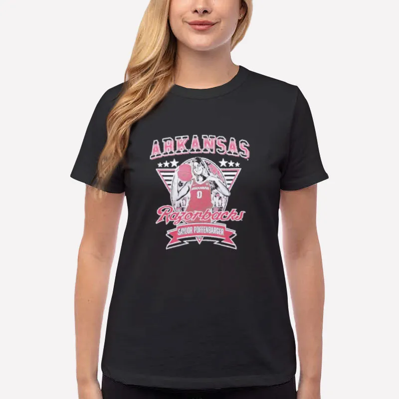 Women T Shirt Black Arkansas Razorbacks Saylor Poffenbarger Shirt