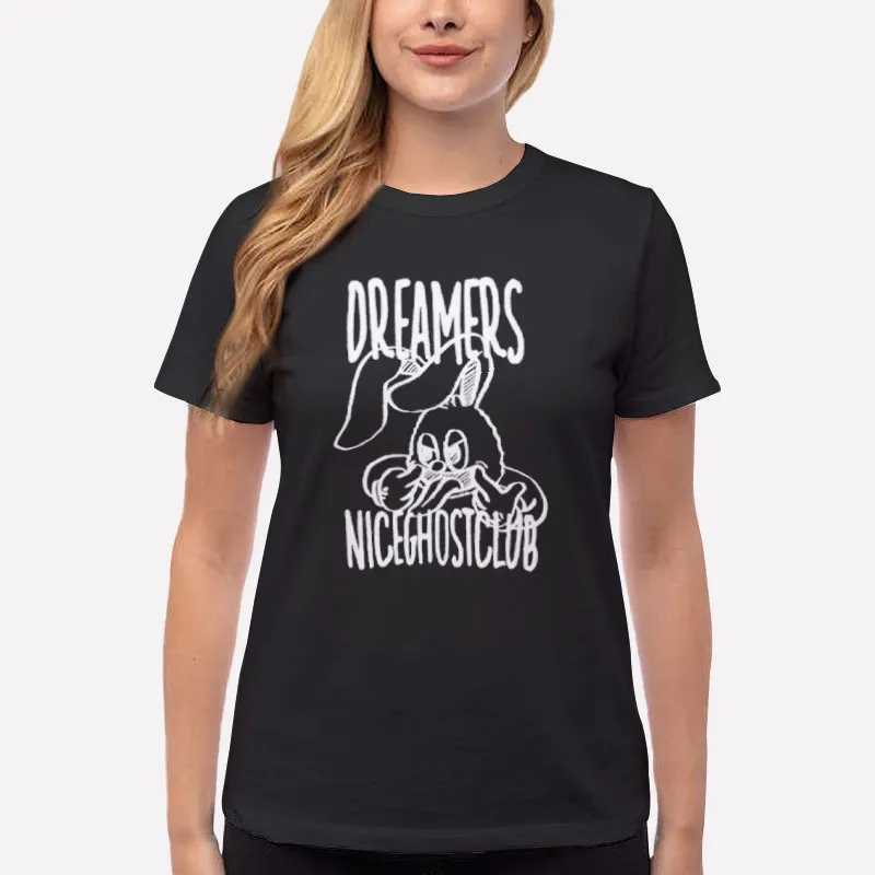 Women T Shirt Black Dreamers Rabbit Nice Ghost Club Shirt