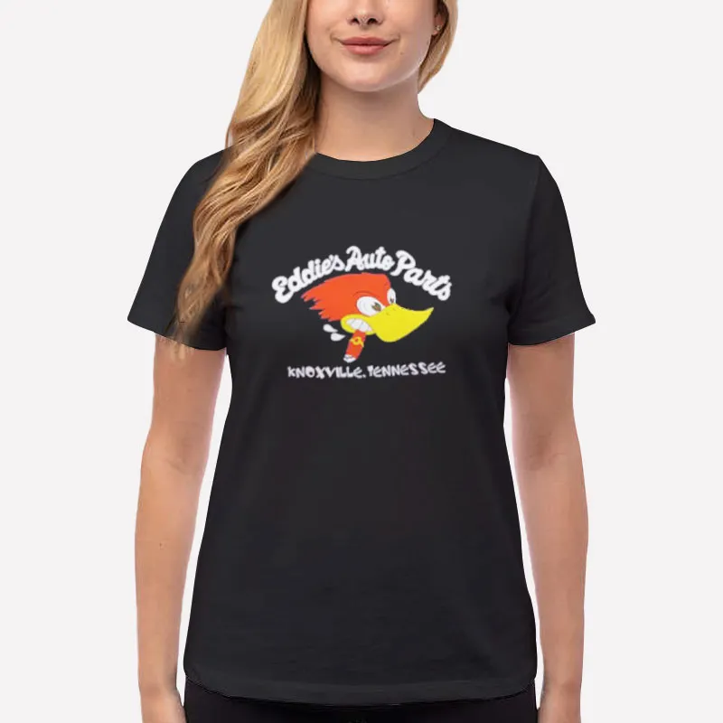 Women T Shirt Black Johnny Knoxville Eddies Auto Parts Shirt