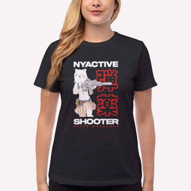 Women T Shirt Black Nyactive Shooter Waifu Watchers Shirt