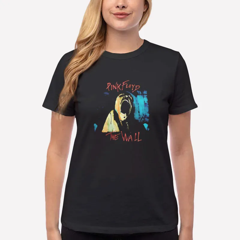 Women T Shirt Black Pink Floyd Screaming Face The Wall Shirt