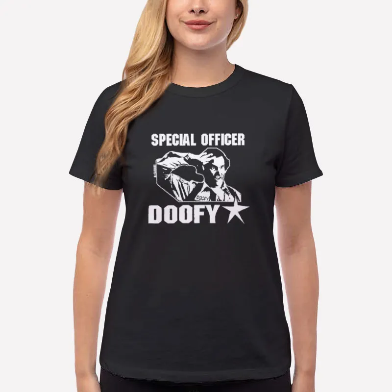 Women T Shirt Black Special Officer Doofy Film Cult Police Shirt