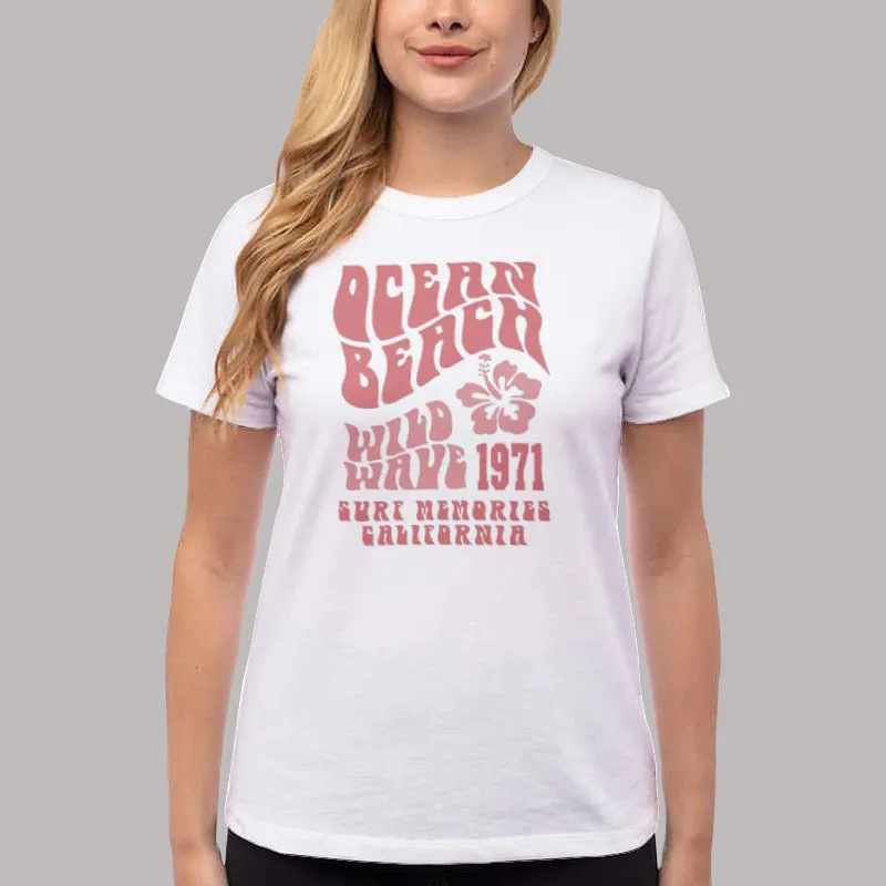 Women T Shirt White California Ocean Beach Bum Shirt Back Printed