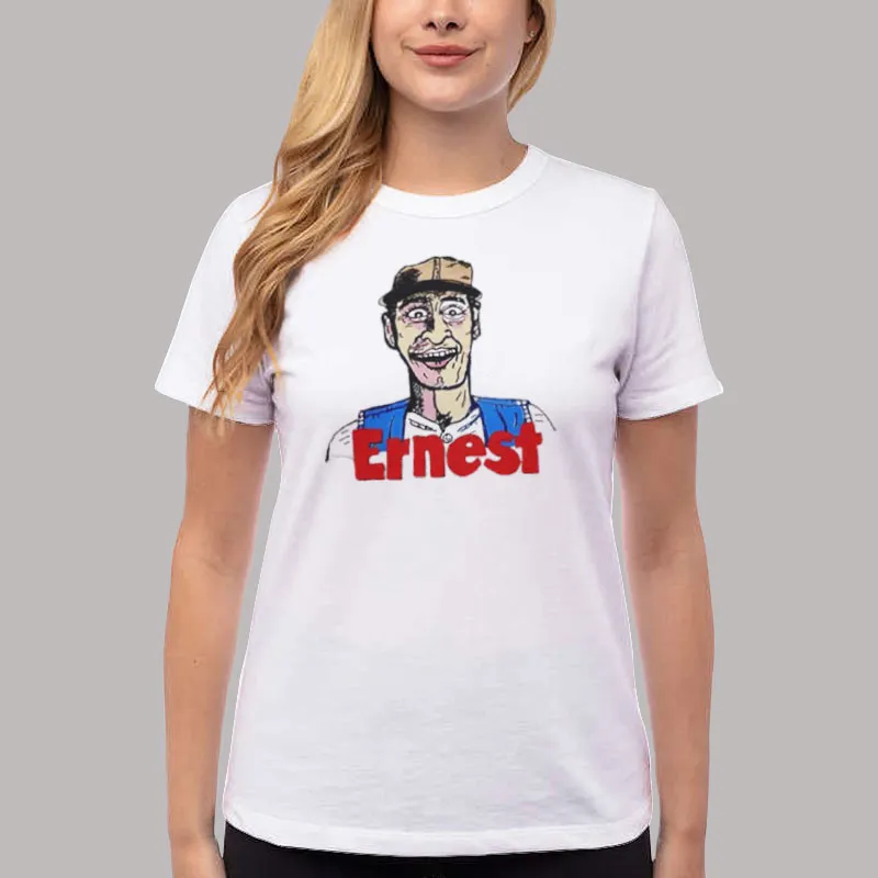 Women T Shirt White Ernest Meme Goes To Camp Shirt