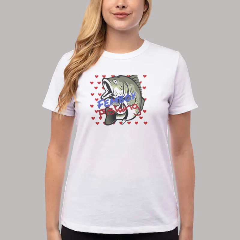 Women T Shirt White Femboy Fishing Face Shirt