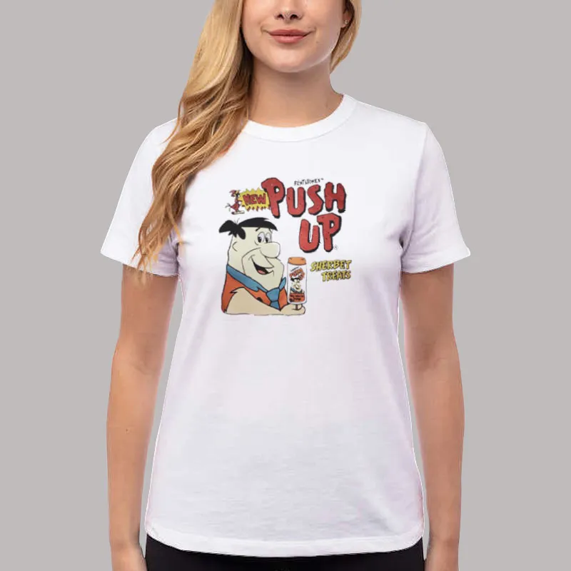 Women T Shirt White Flintstones Push Pops Cartoon Shirt