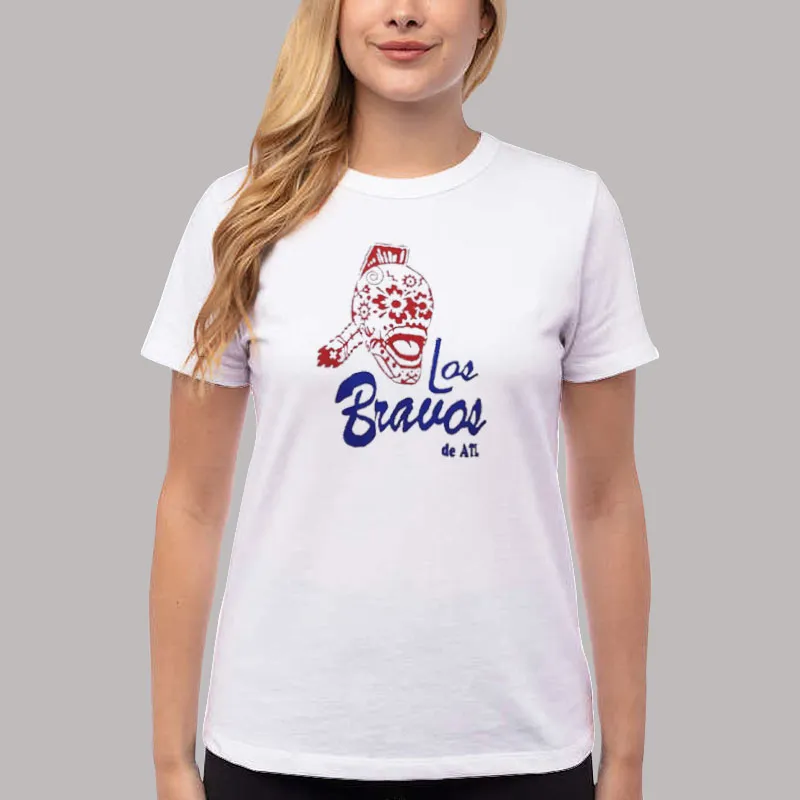 Women T Shirt White Los Bravos De Atlanta Braves Shirt
