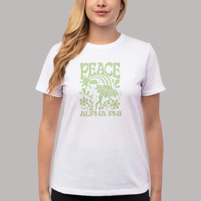 Women T Shirt White Peace Alpha Phi Merch Shirt