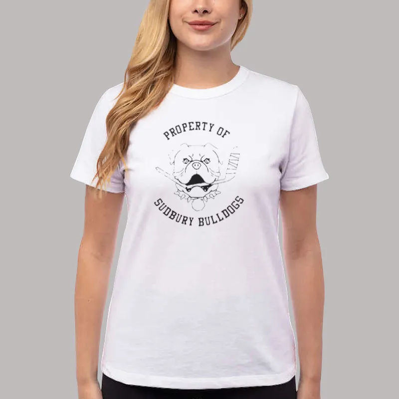 Women T Shirt White Property Of Sudbury Bulldogs Shirt