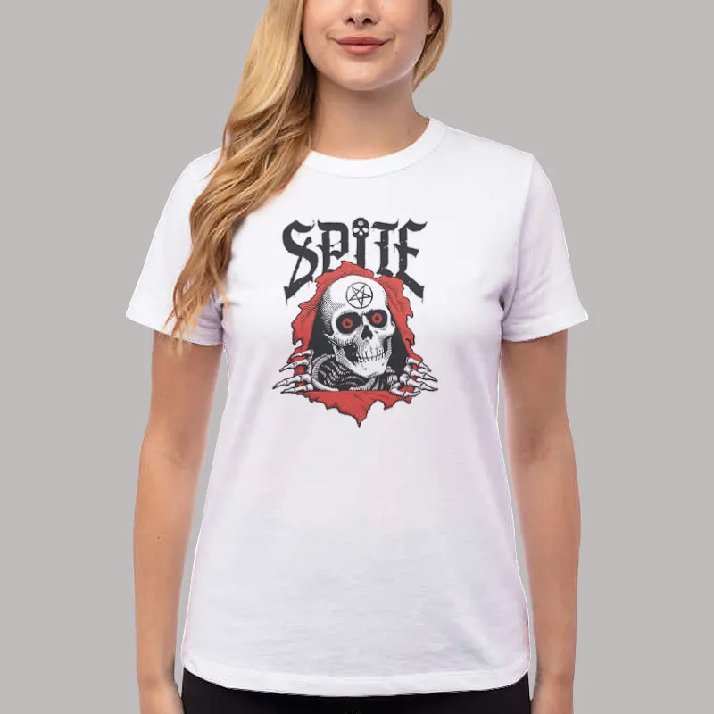 Women T Shirt White Spite Merch Skull Shirt