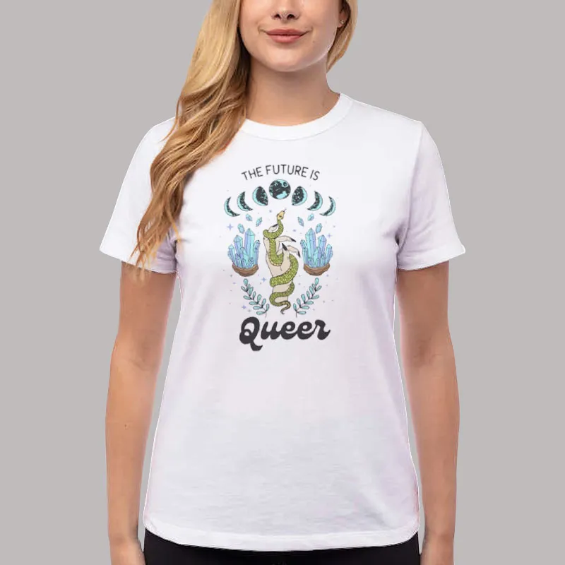 Women T Shirt White The Future Is Queer Witchy Lesbian Shirt