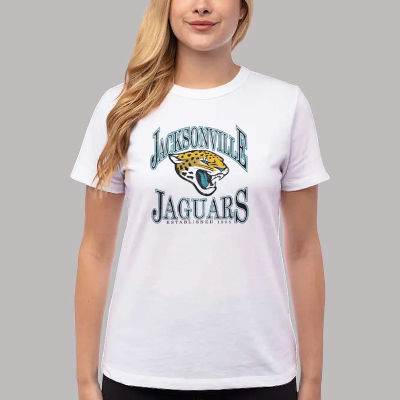 Women T Shirt White Vintage Jacksonville Jaguars Established Shirt
