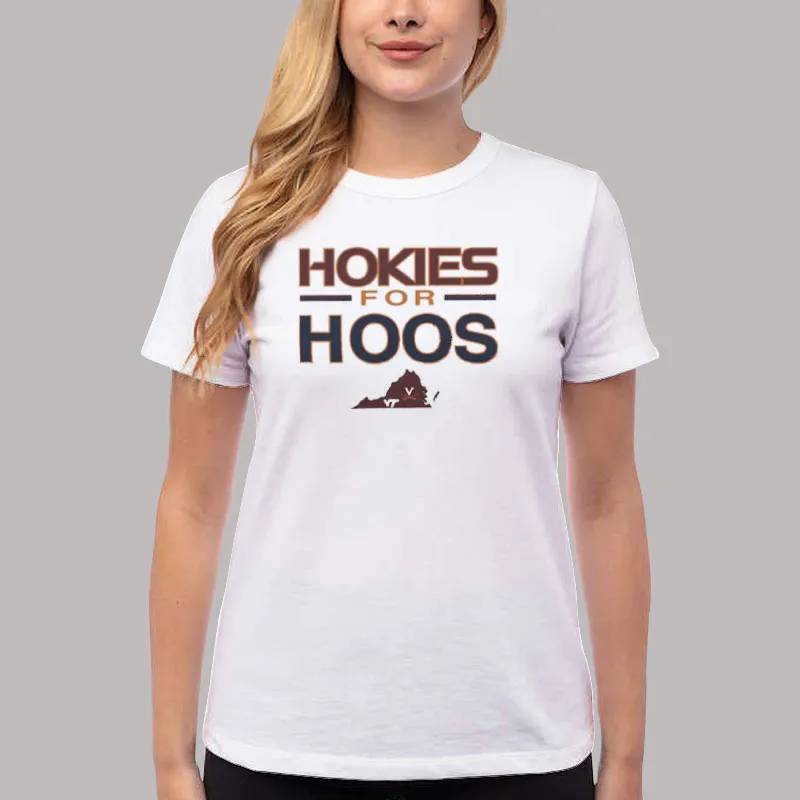 Women T Shirt White Virginia Football Hokies For Hoos Shirt