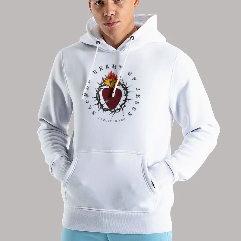 Hoodie White Sacred Heart Of Jesus Catholic T Shirt