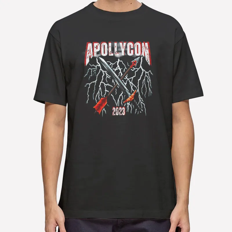 Mens T Shirt Black Vintage Inspired Apollycon 2023 Tour Sweatshirt