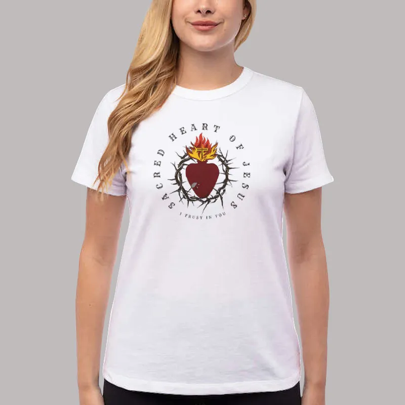 T Shirt White Sacred Heart Of Jesus Catholic T Shirt