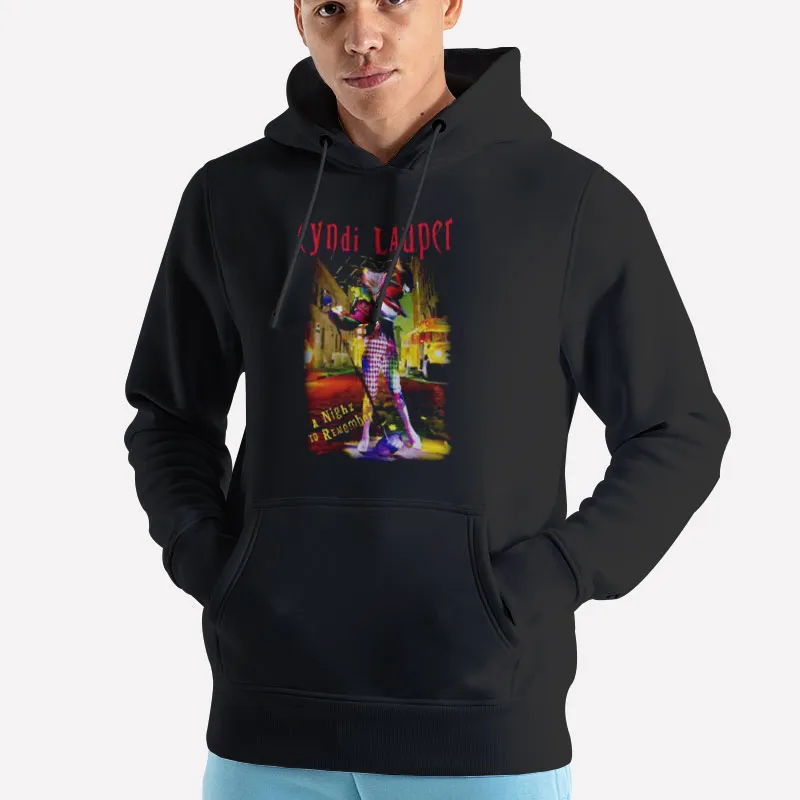 Unisex Hoodie Black In The Middle Of Street Cyndi Lauper Shirt