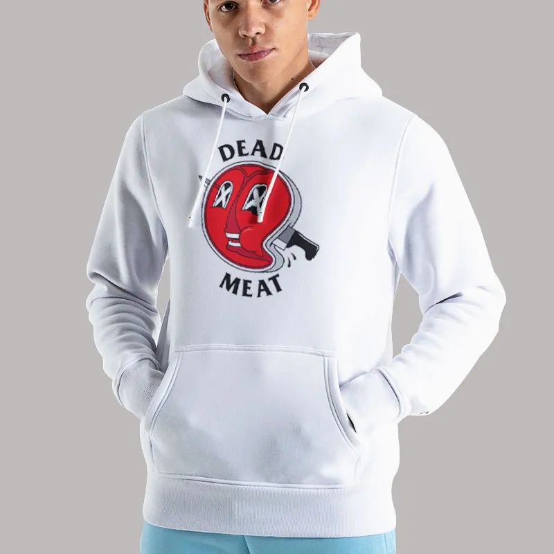 Unisex Hoodie White Funny Knife Dead Meat Merch Shirt