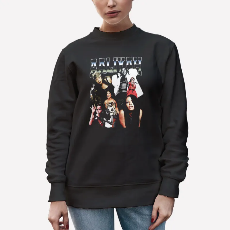 Unisex Sweatshirt Black 90's Vintage Aaliyah Rock The Boat Merch Shirt