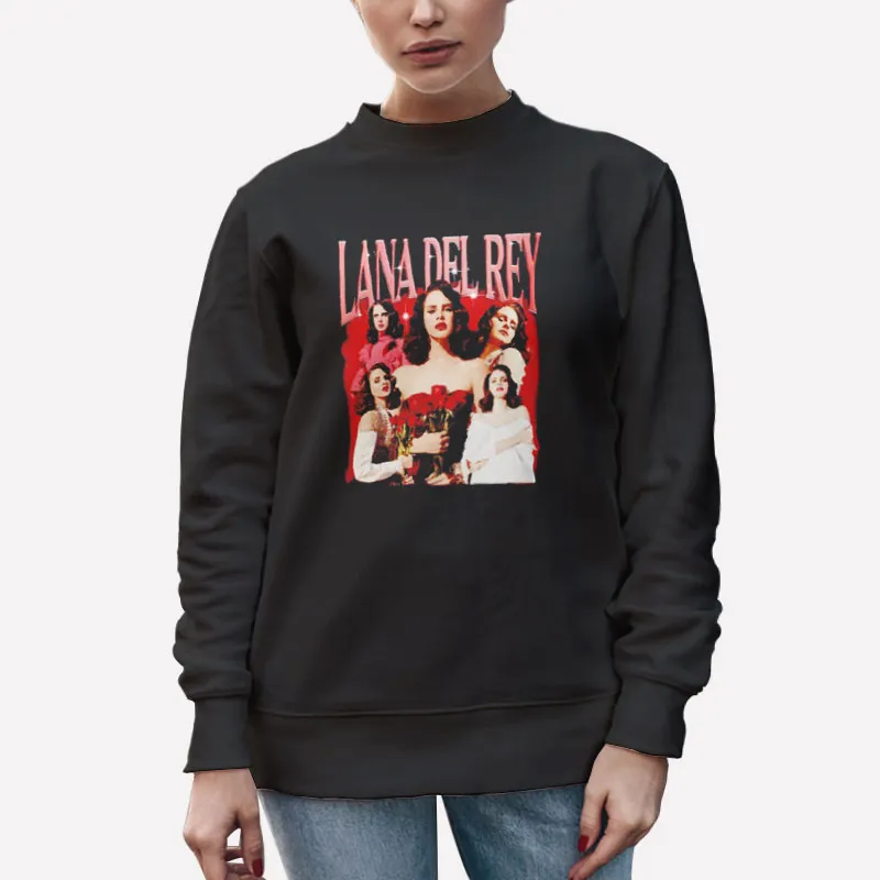 Unisex Sweatshirt Black 90s Vintage Flowers Lana Del Rey Shirt