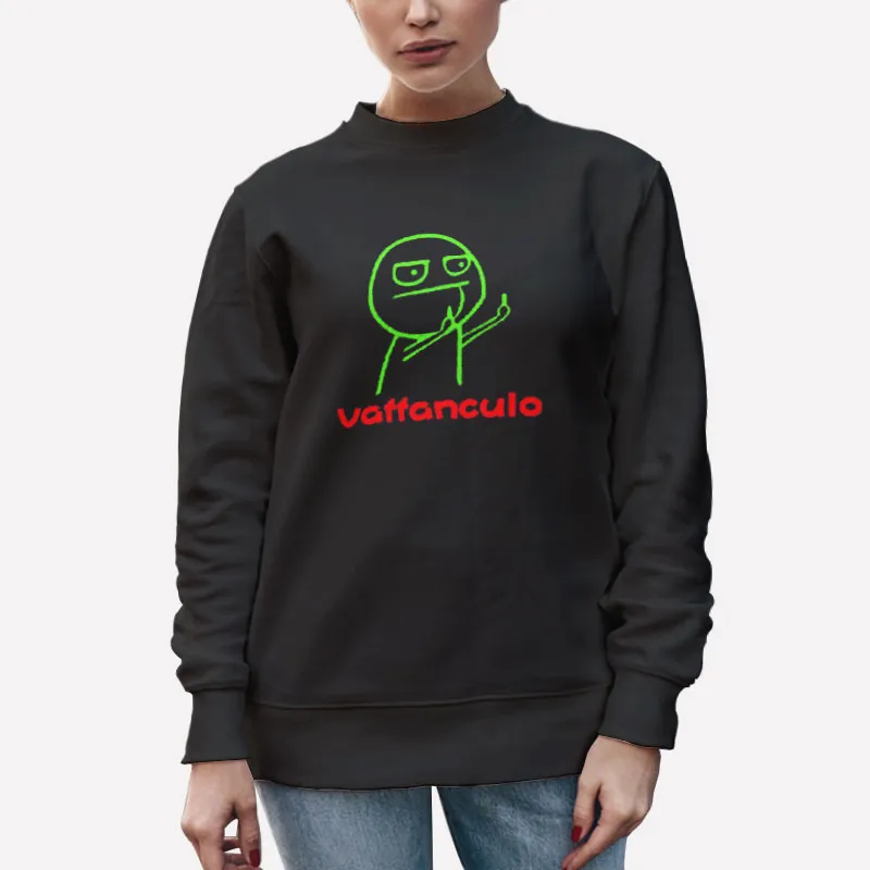 Unisex Sweatshirt Black Funny Meme Middle Finger Vaffanculo Shirt