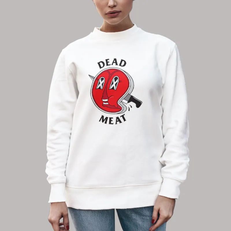 Unisex Sweatshirt White Funny Knife Dead Meat Merch Shirt