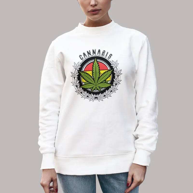 Unisex Sweatshirt White Funny Weed Marijuana Cannabis T Shirt