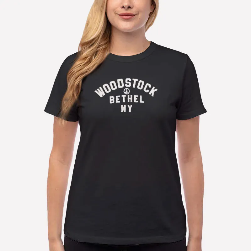 Women T Shirt Black Inspired Retro Woodstock Vintage Brand Bethel Ny Sweatshirt