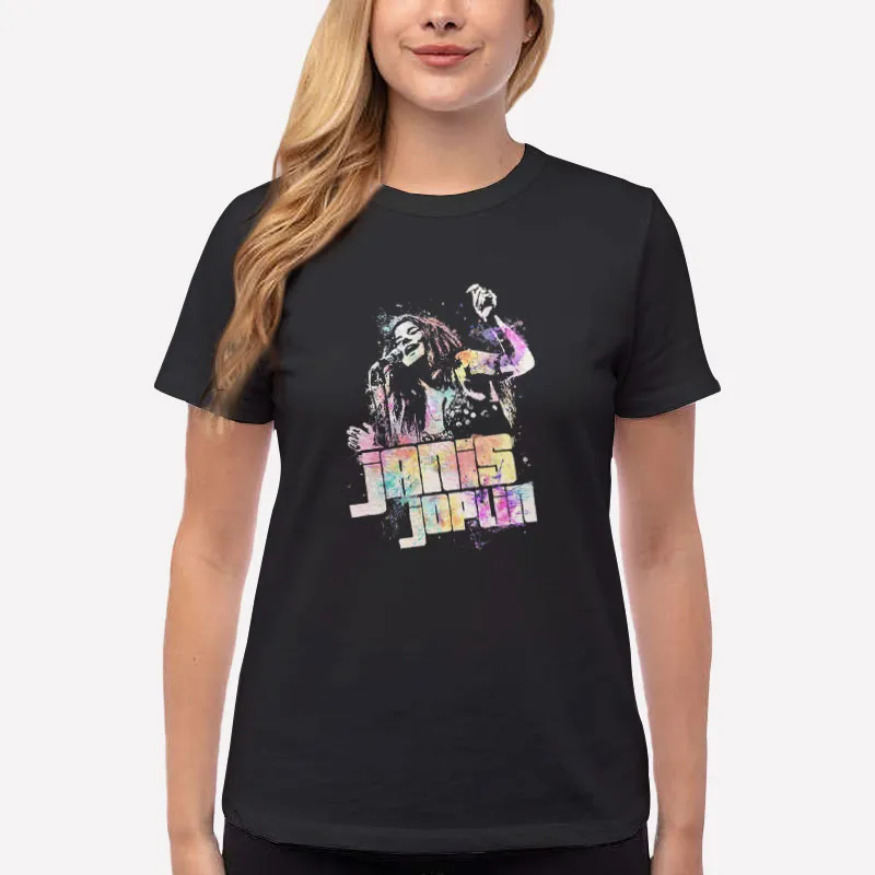 Women T Shirt Black Popfunk Classic Psychedelic Janis Joplin T Shirt