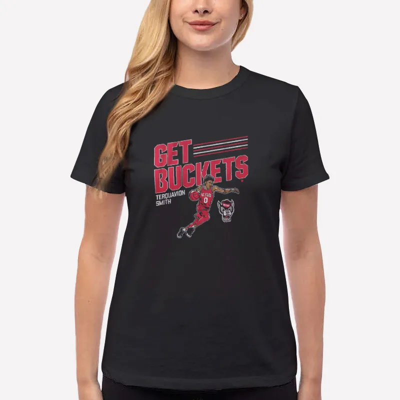 Women T Shirt Black Terquavion Smith Get Buckets Basketball Shirt
